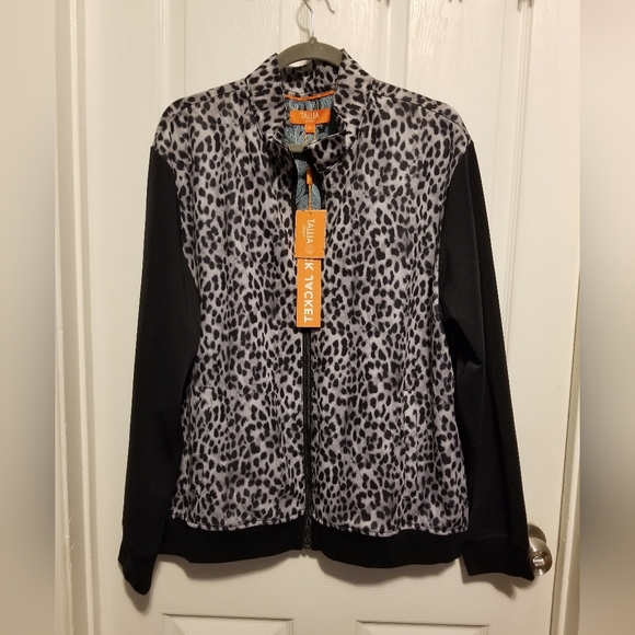 TALLIA Other - NWT Tallia Sport Track Jacket Leopard Print Track Full Zipper Size XL